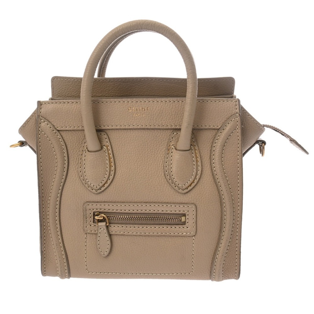 Celine Luggage Beige Drummed Calfskin Handbag